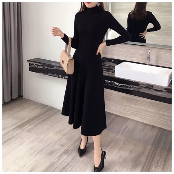 🌺 The Aryann Knit Fit & Flare Turtleneck Dress - Picture 2 of 7